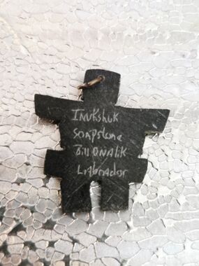 Hand-Carved Soapstone Inukshuk Pendant - Black